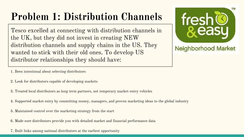 problem 1 distribution channels