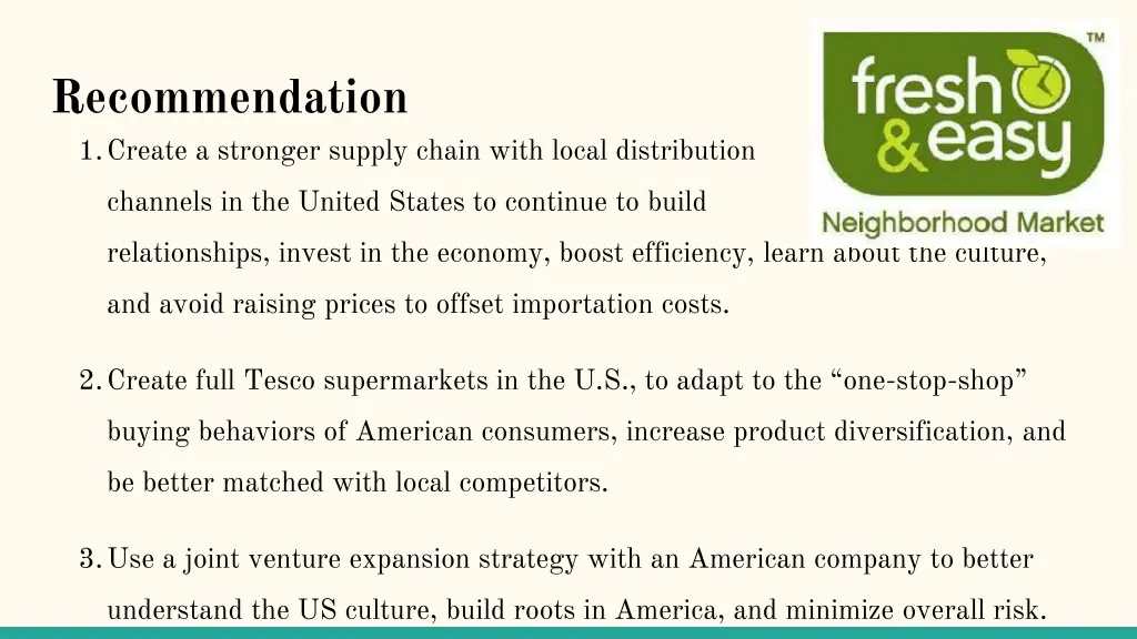 recommendation 1 create a stronger supply chain