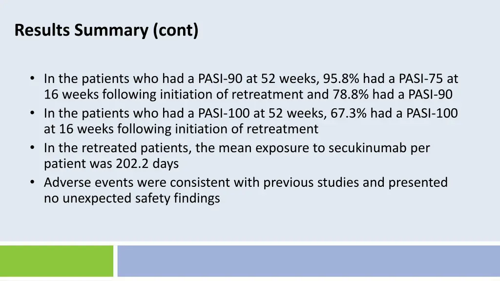 results summary cont