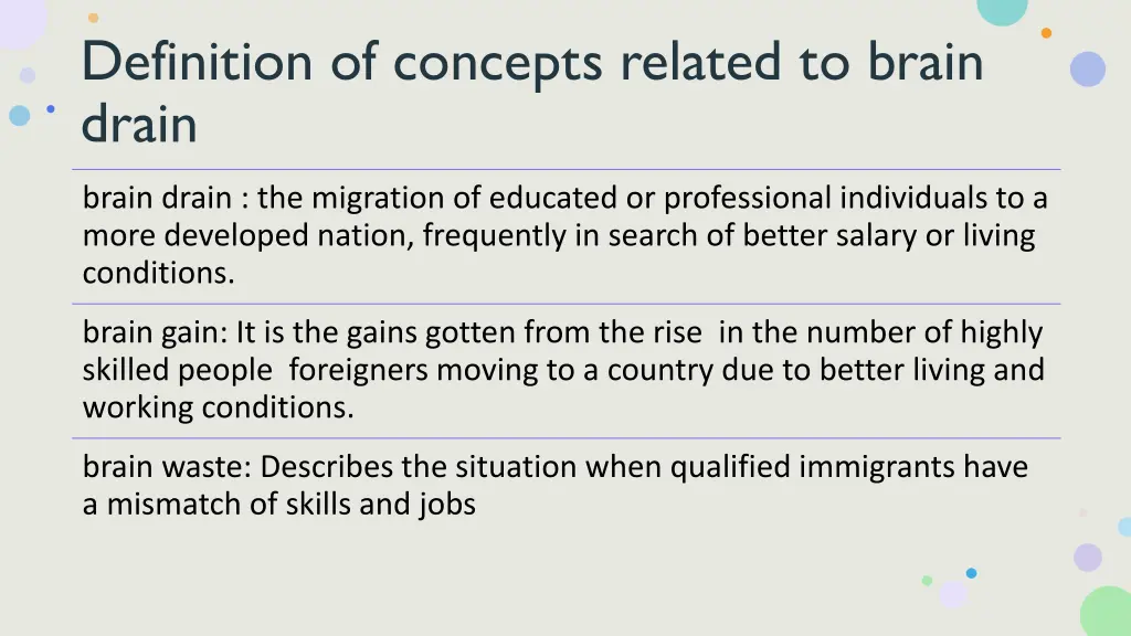 definition of concepts related to brain drain