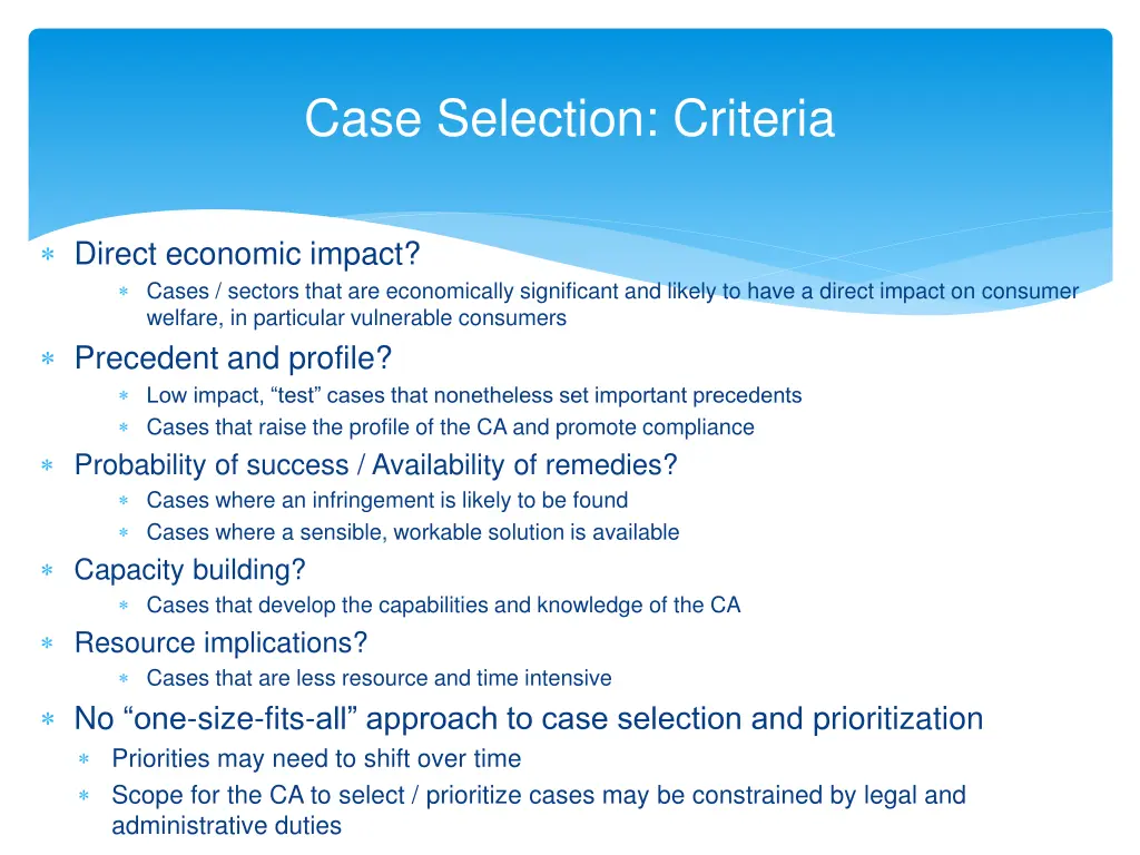 case selection criteria