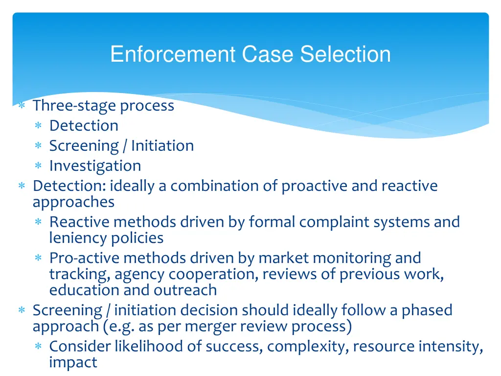 enforcement case selection