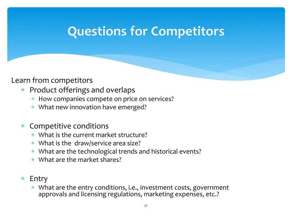 questions for competitors