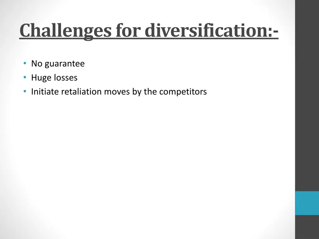 challenges for diversification