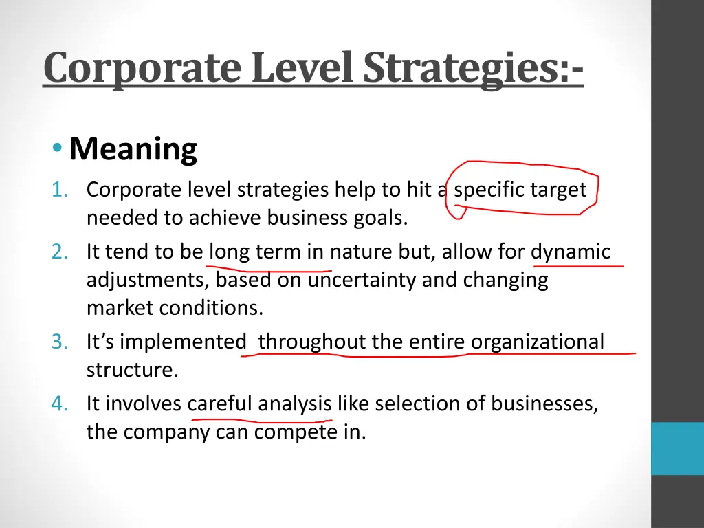 corporate level strategies