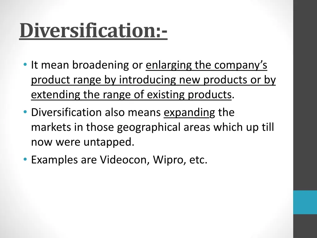 diversification