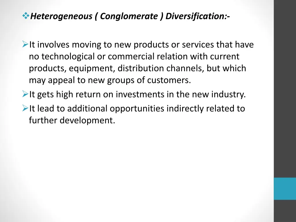 heterogeneous conglomerate diversification