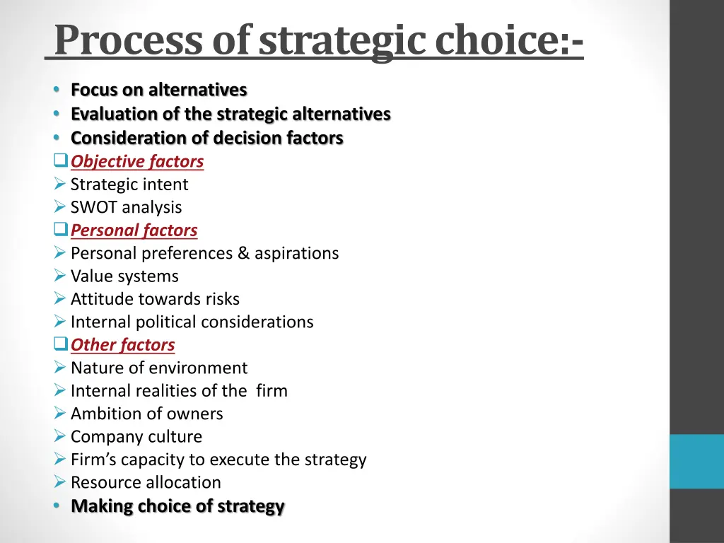 process of strategic choice
