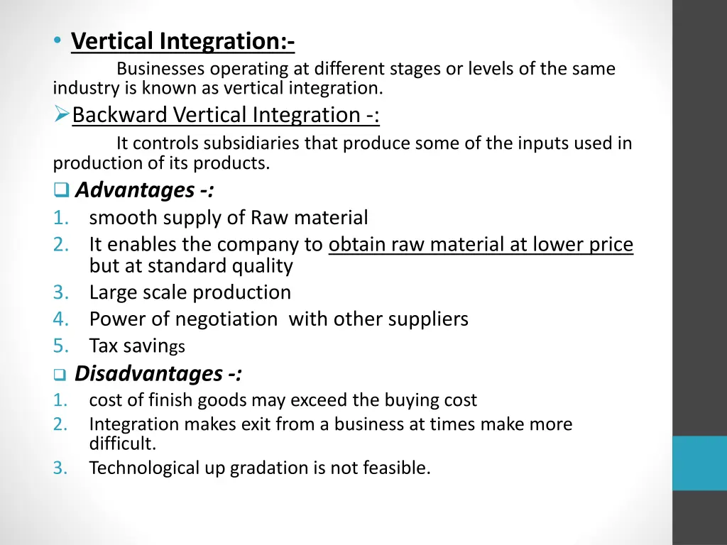 vertical integration businesses operating