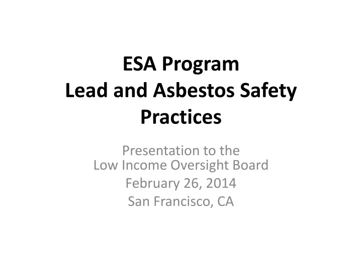 esa program lead and asbestos safety practices