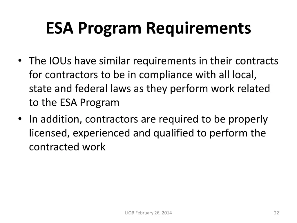 esa program requirements