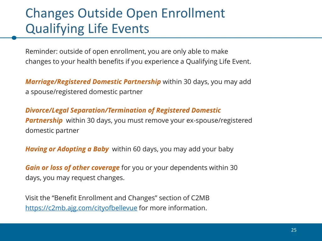 changes outside open enrollment qualifying life