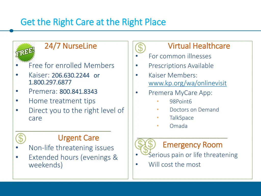 get the right care at the right place