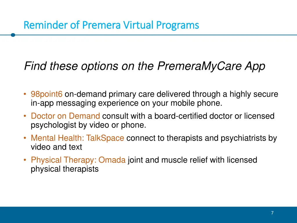reminder of premera virtual programs reminder