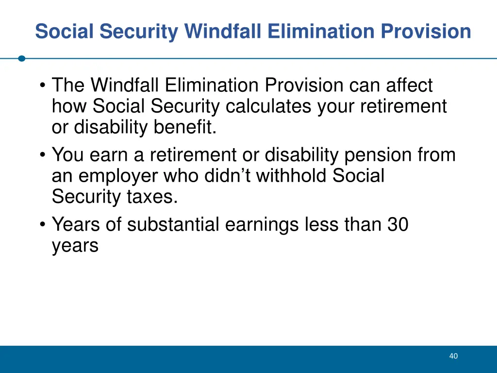 social security windfall elimination provision