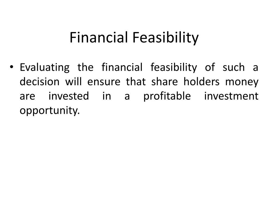financial feasibility