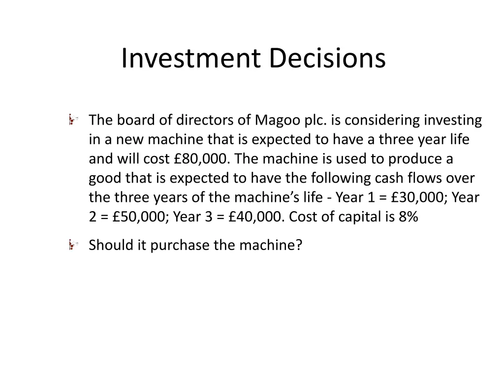 investment decisions