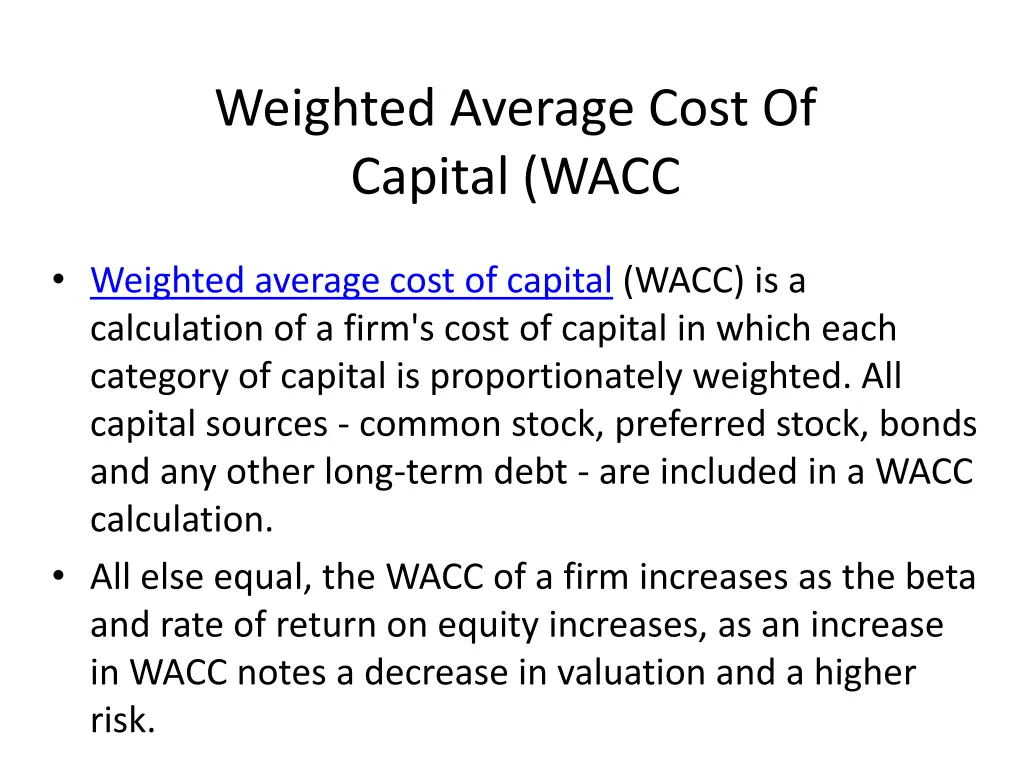 weighted average cost of capital wacc