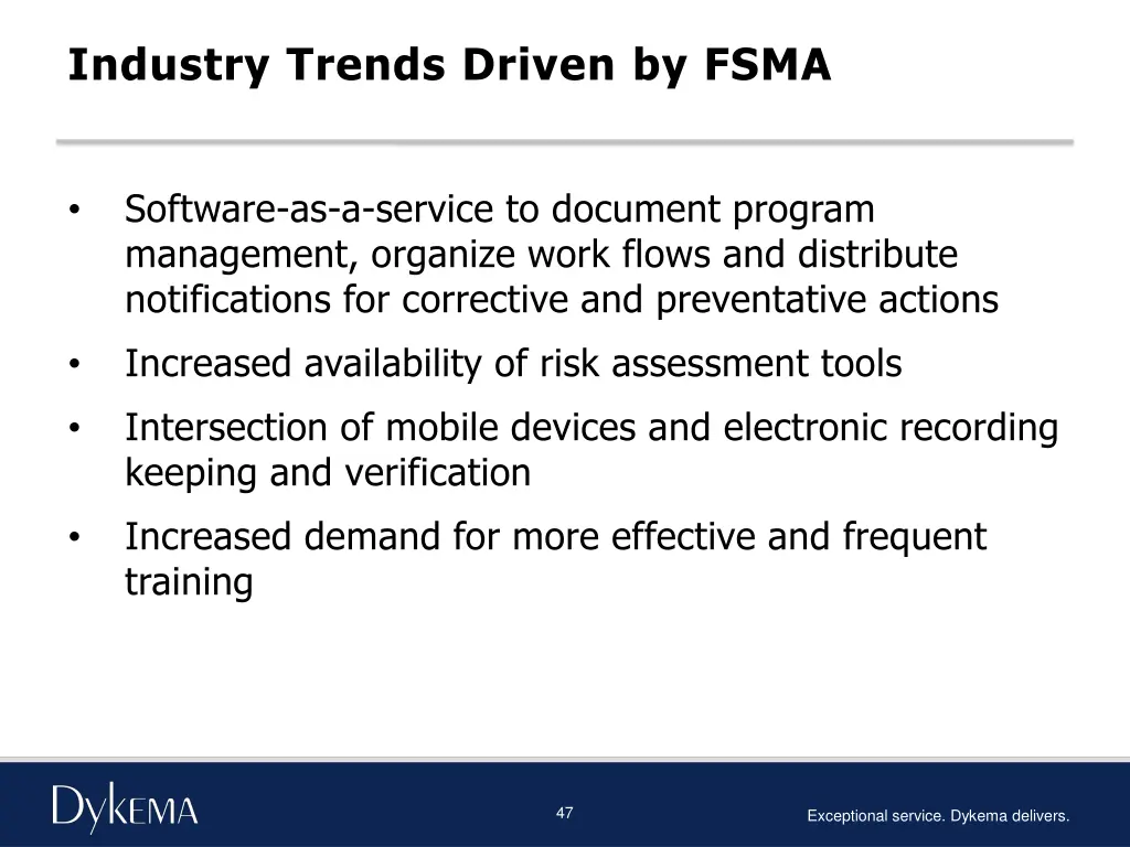 industry trends driven by fsma