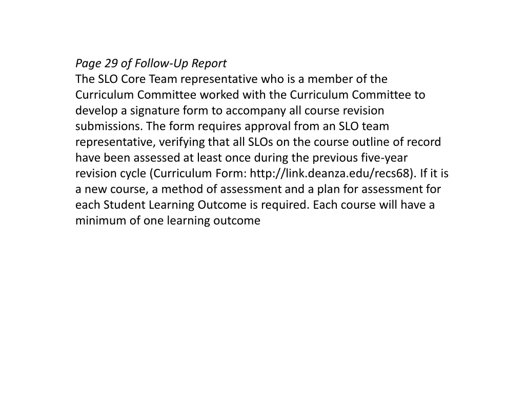 page 29 of follow up report the slo core team
