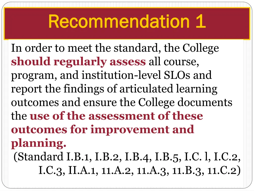 recommendation 1 recommendation 1