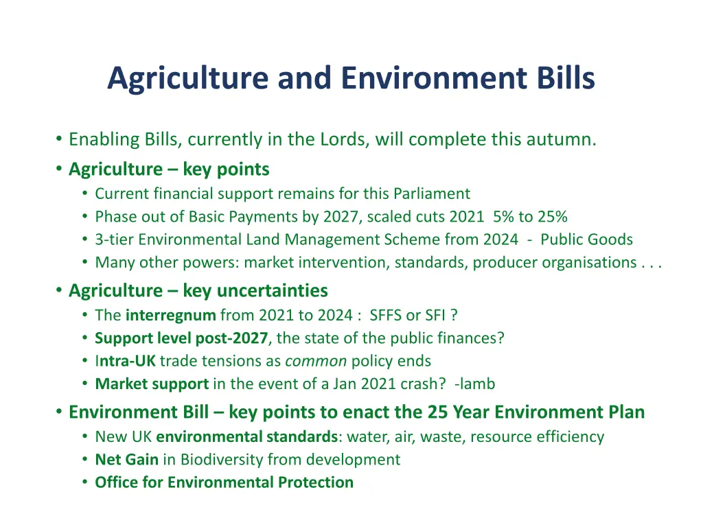 agriculture and environment bills