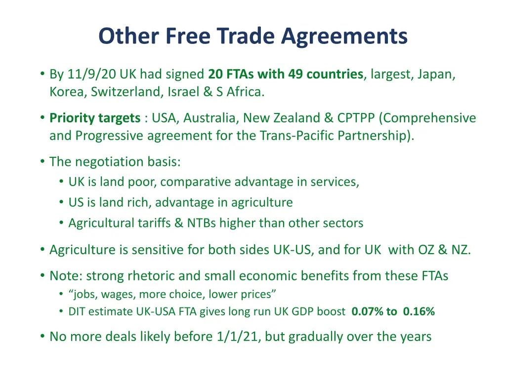 other free trade agreements
