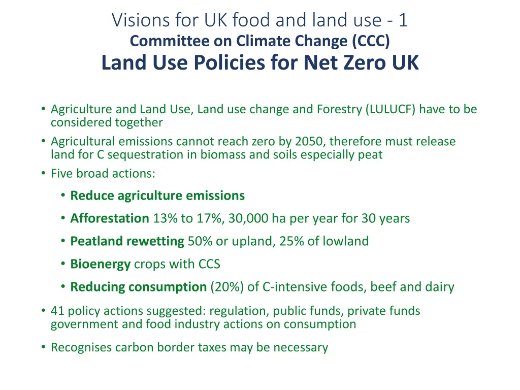 visions for uk food and land use 1 committee
