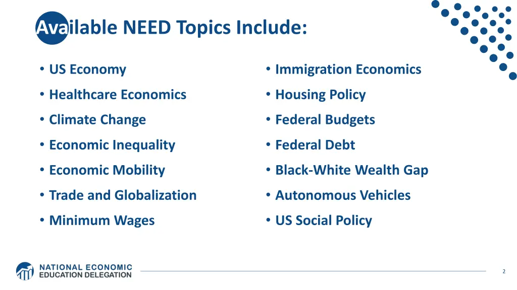 available need topics include
