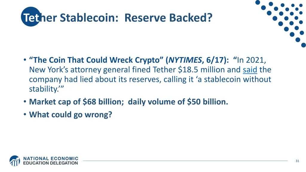 tether stablecoin reserve backed