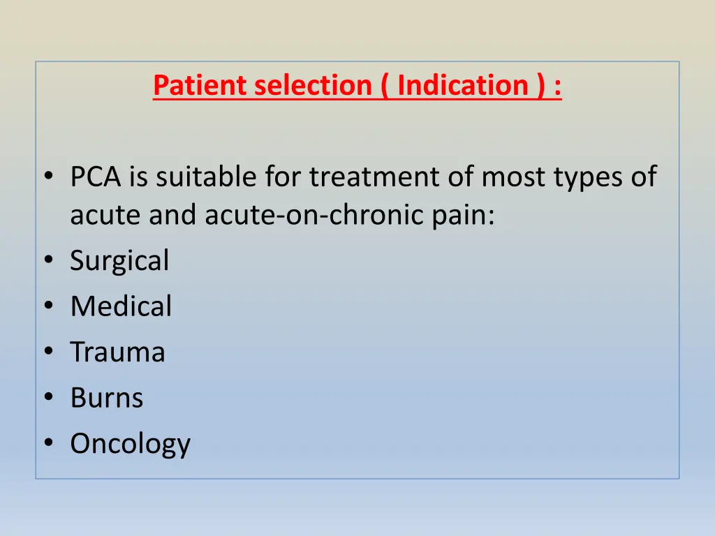 patient selection indication