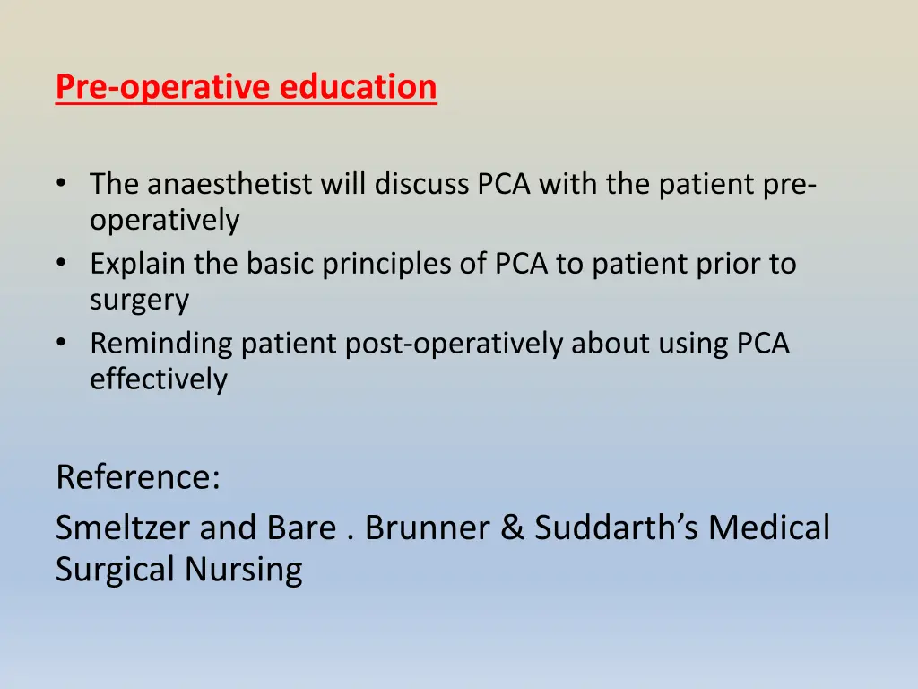 pre operative education