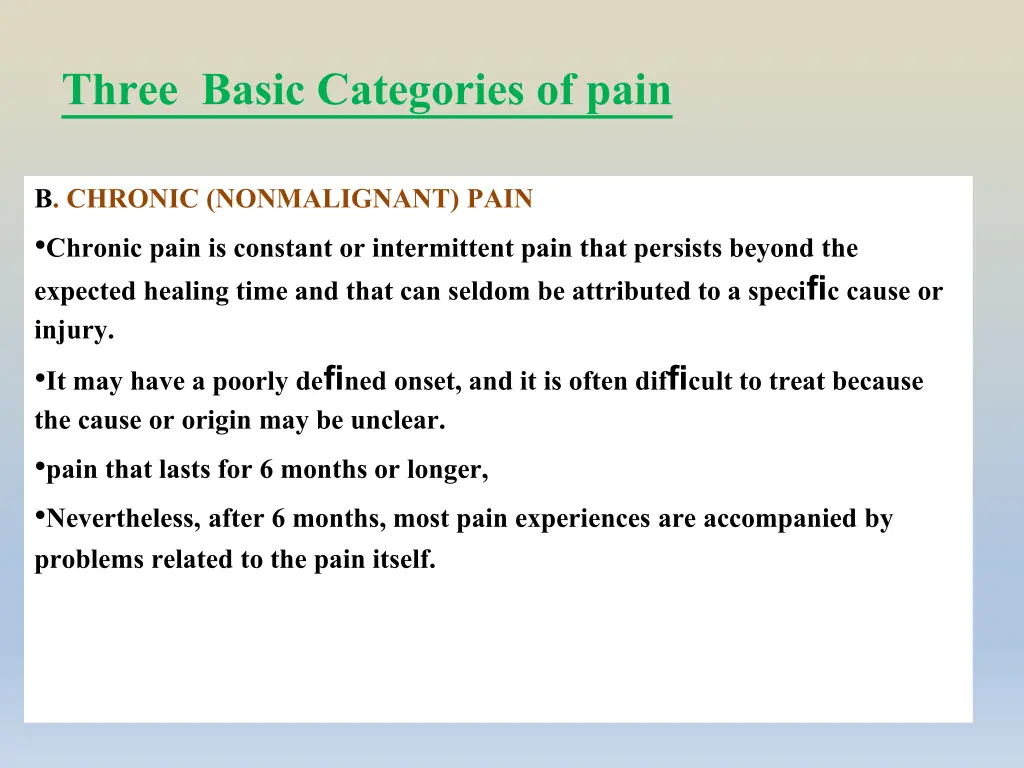 three basic categories of pain 1