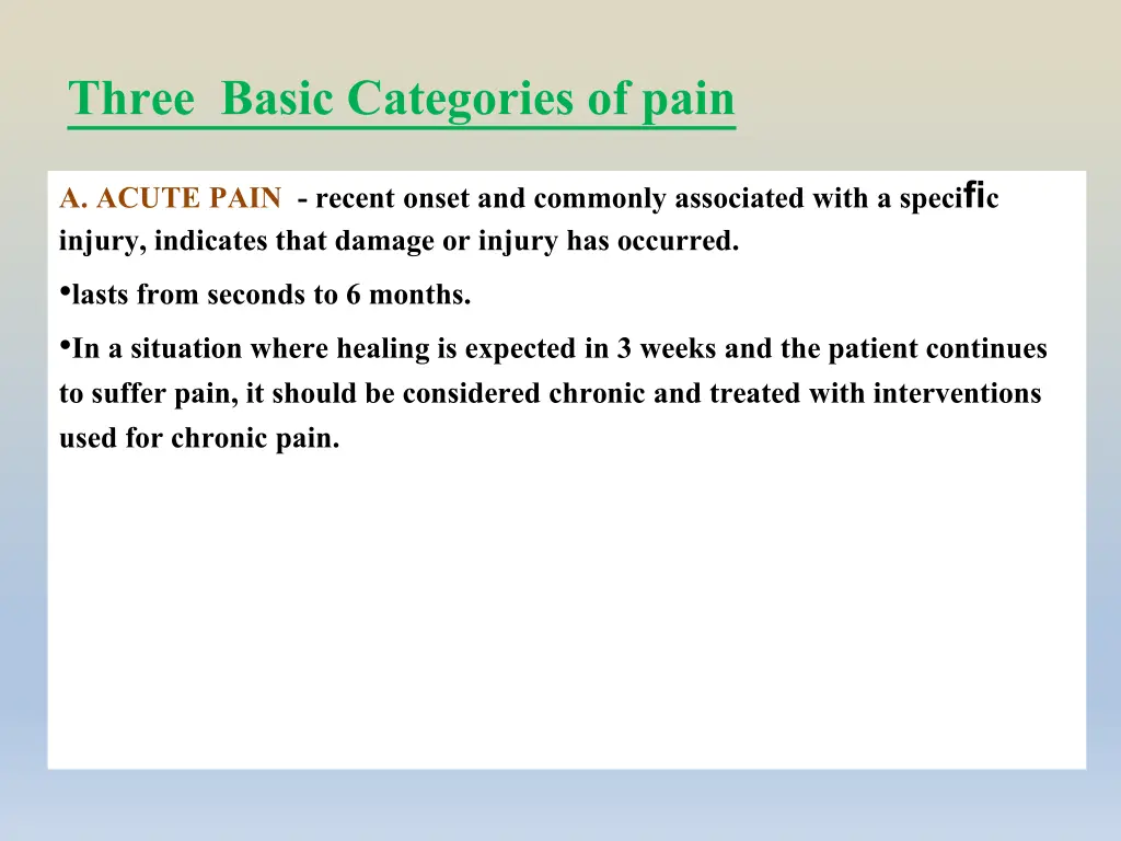 three basic categories of pain