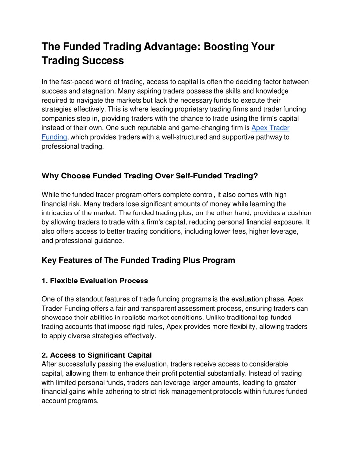 the funded trading advantage boosting your