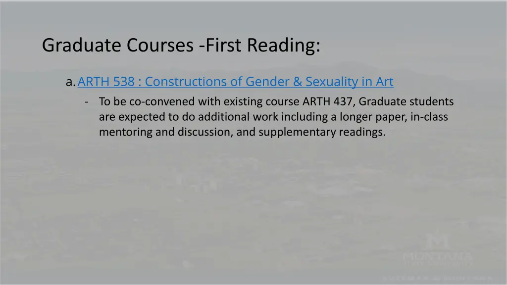 graduate courses first reading