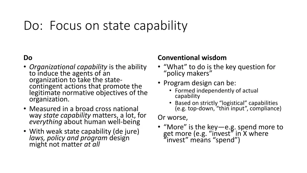 do focus on state capability