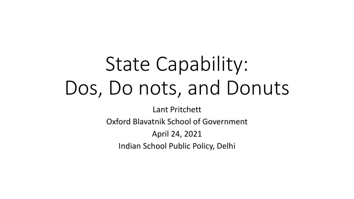state capability dos do nots and donuts