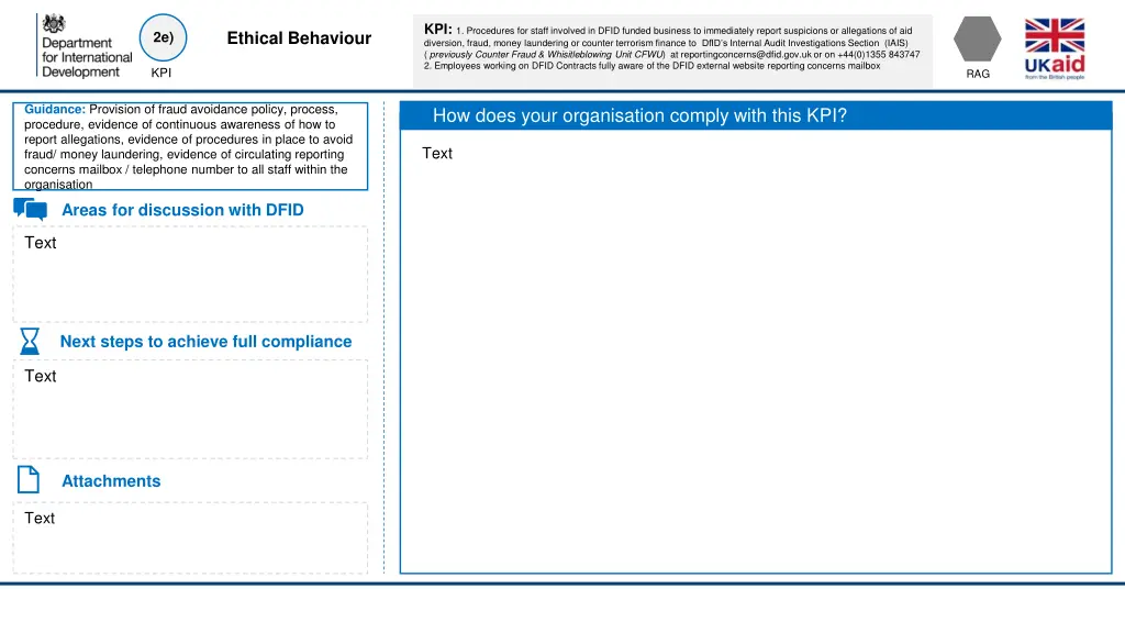 kpi 1 procedures for staff involved in dfid