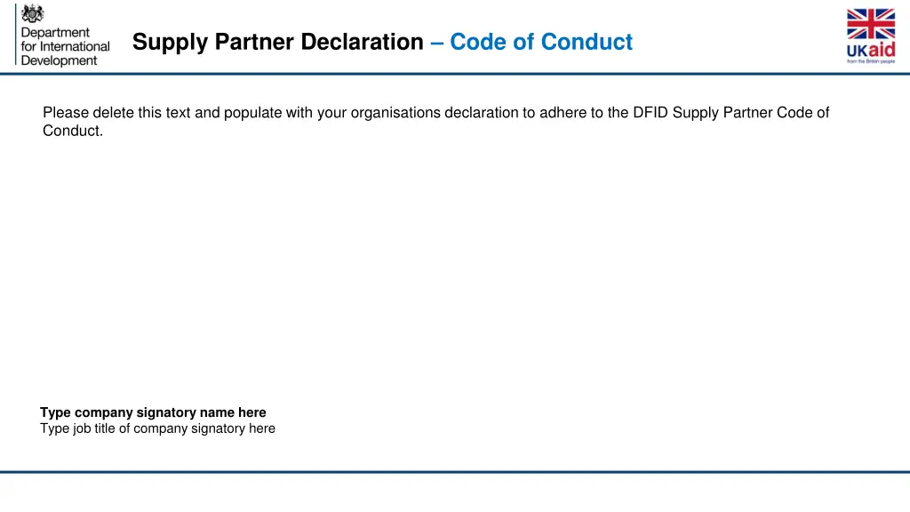 supply partner declaration code of conduct