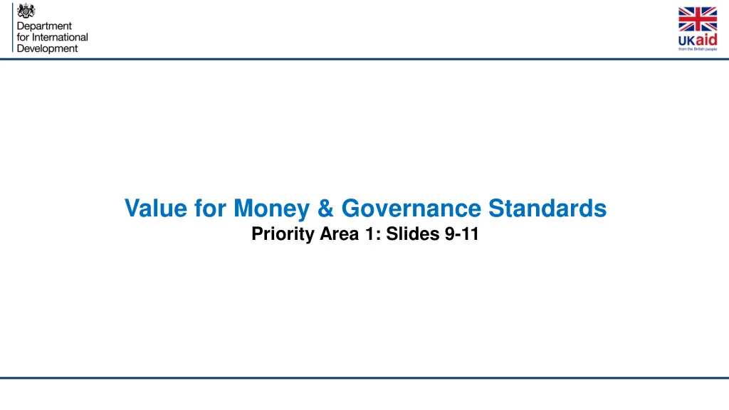 value for money governance standards priority