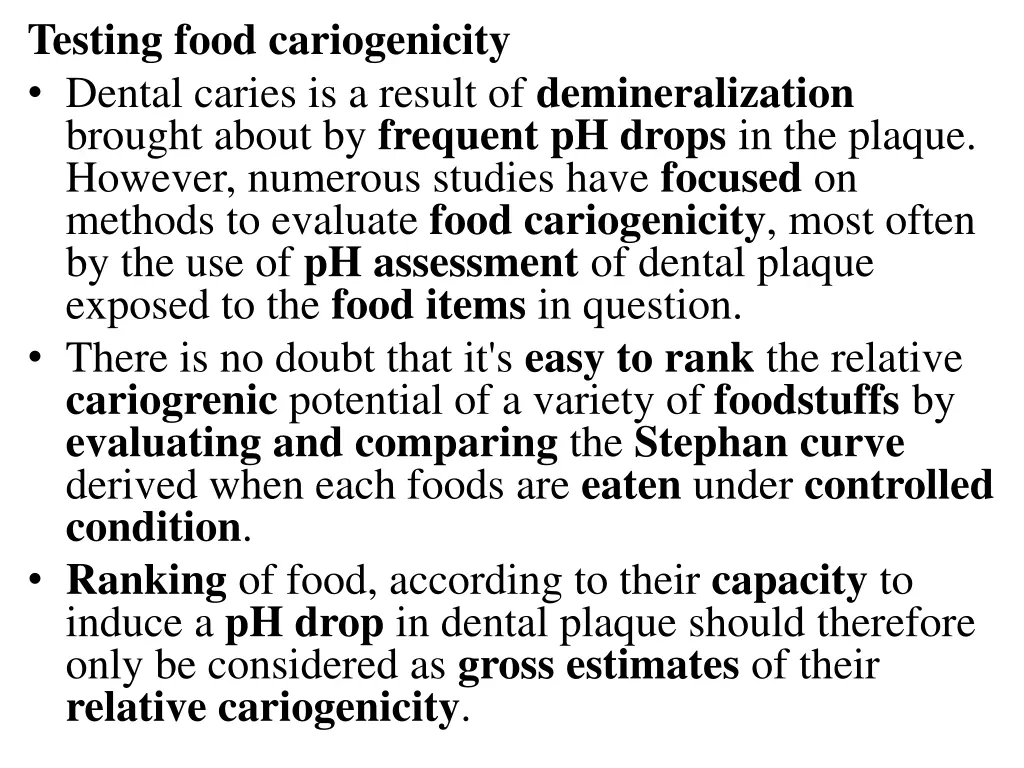 testing food cariogenicity dental caries