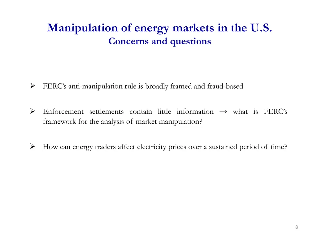 manipulation of energy markets 1