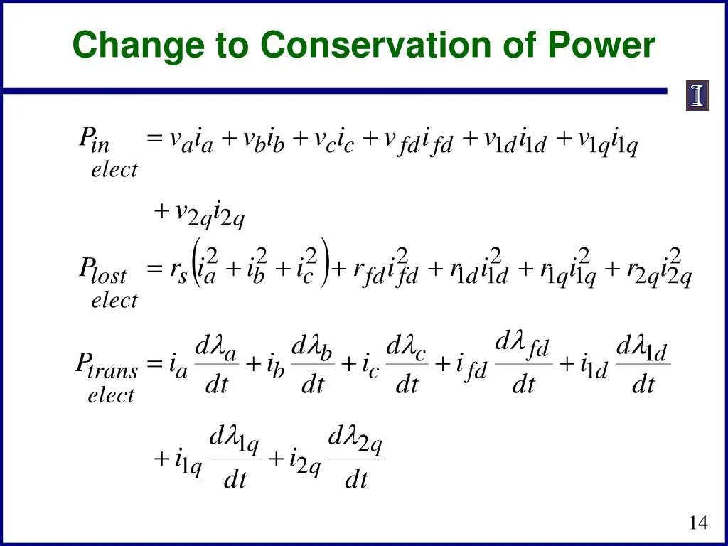 change to conservation of power