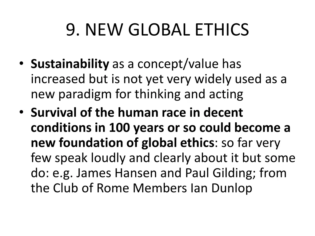 9 new global ethics