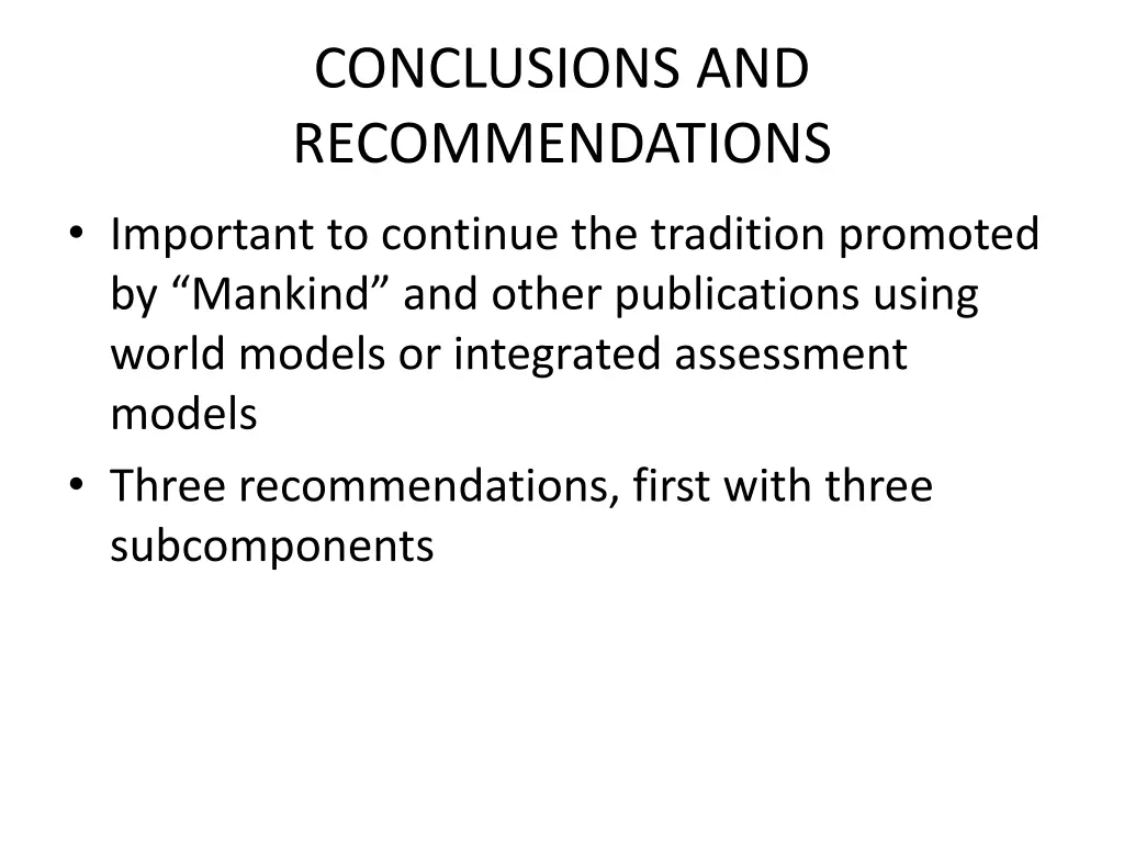 conclusions and recommendations