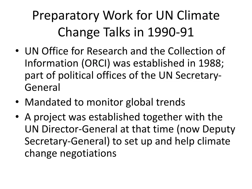 preparatory work for un climate change talks