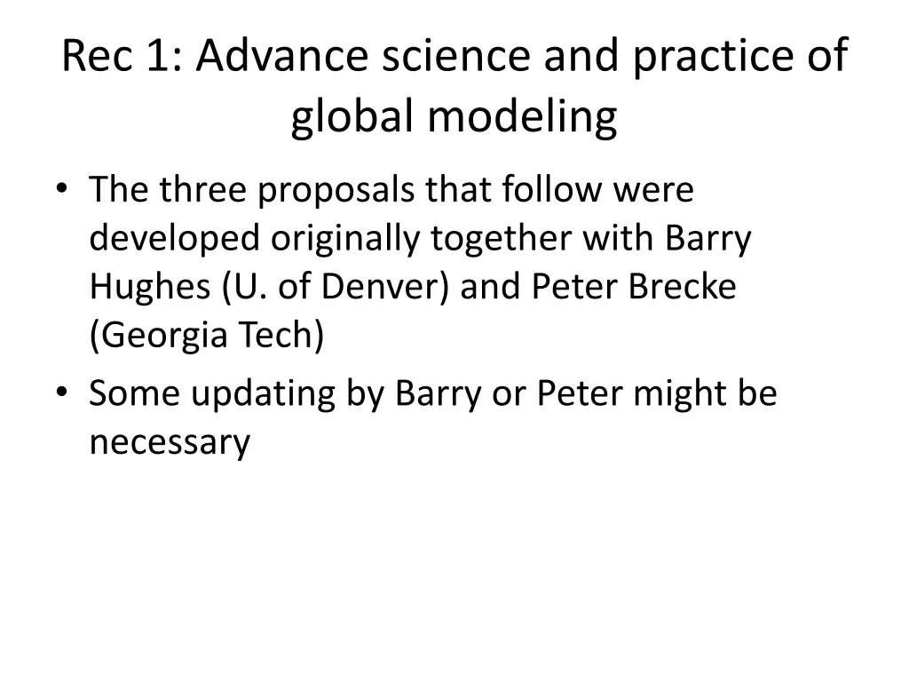 rec 1 advance science and practice of global
