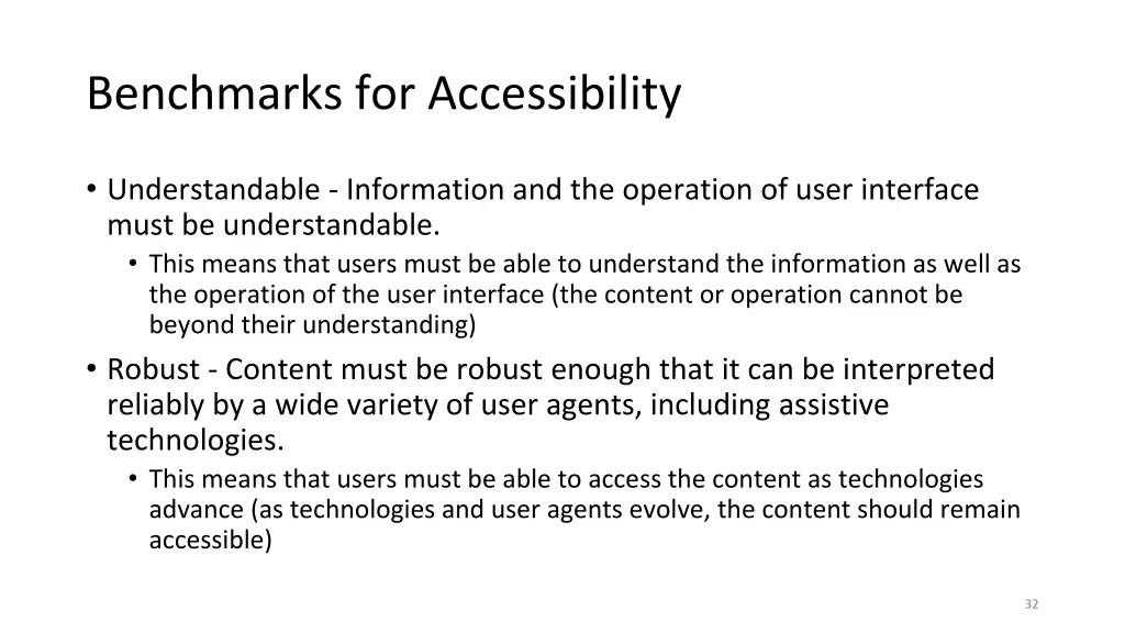 benchmarks for accessibility 2