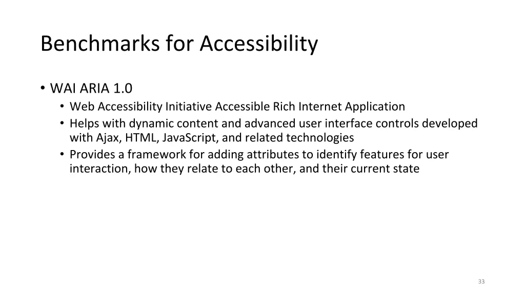 benchmarks for accessibility 3